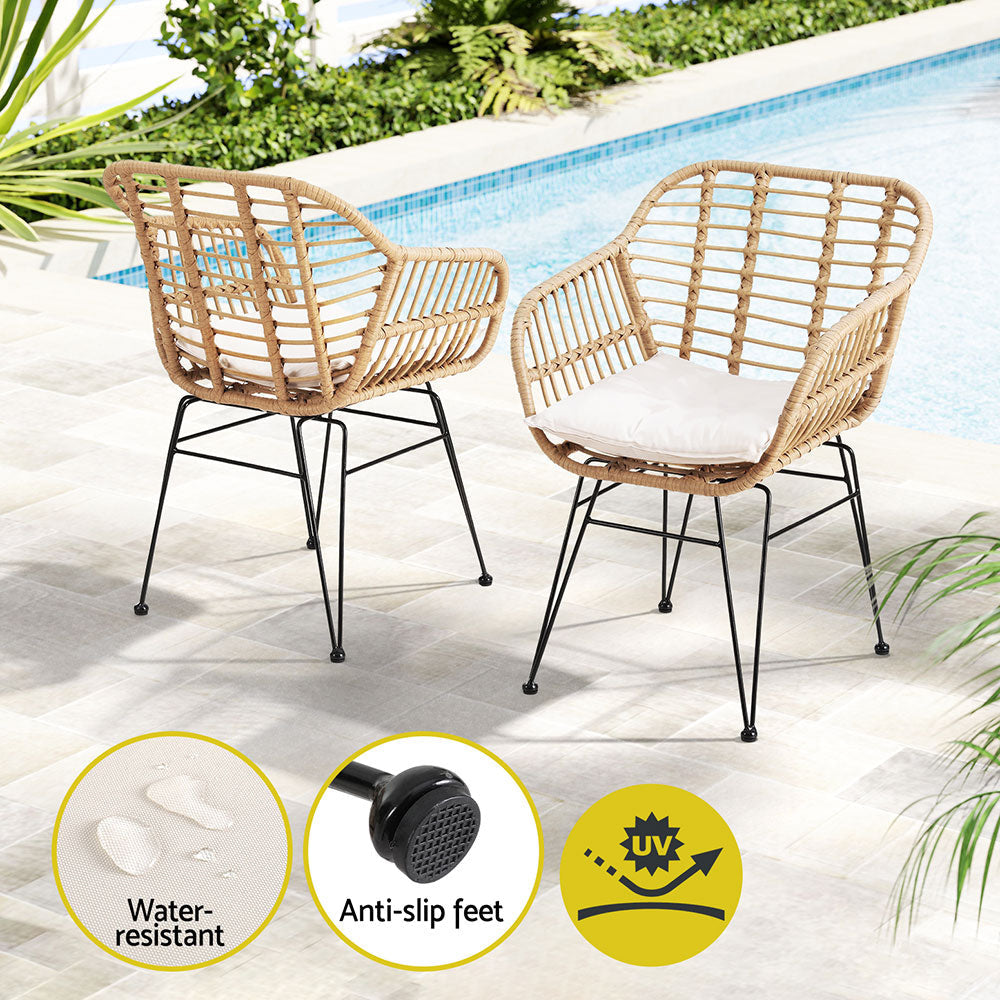 3PC Outdoor Furniture Bistro Set Lounge Setting Table Chairs Cushion Patio Grey Sets Fast shipping On sale