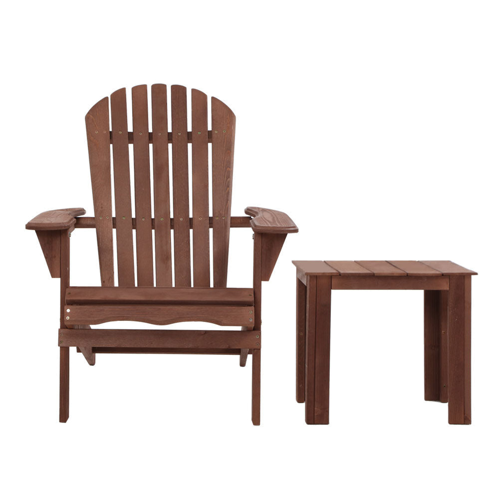 3PC Outdoor Setting Beach Chairs Table Wooden Adirondack Lounge Garden Sets Fast shipping On sale