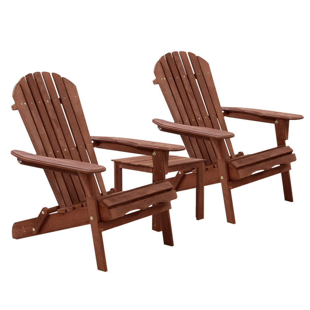 3PC Outdoor Setting Beach Chairs Table Wooden Adirondack Lounge Garden Sets Fast shipping On sale