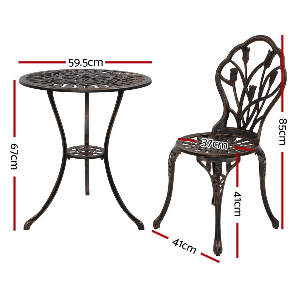 3PC Outdoor Setting Cast Aluminium Bistro Table Chair Patio Bronze Sets Fast shipping On sale