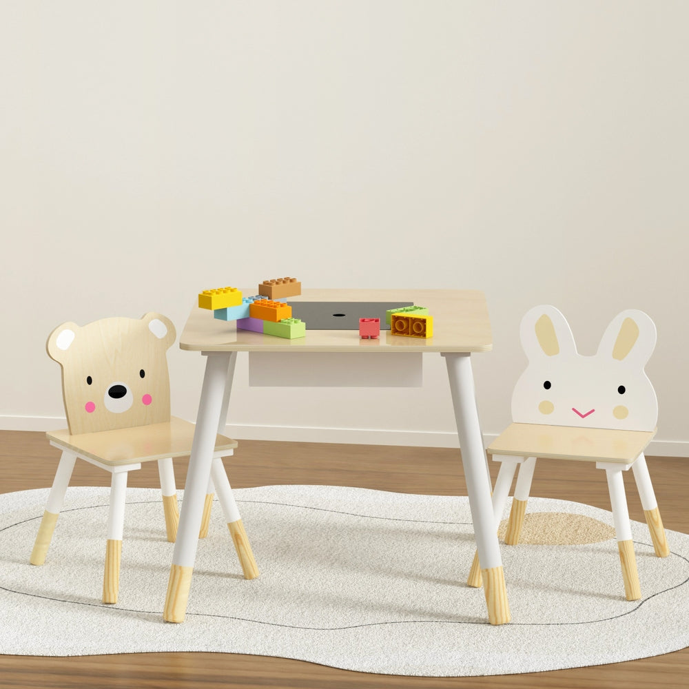 3PCS Kids Table and Chairs Set Activity Desk Chalkboard Toy Hidden Storage Furniture Fast shipping On sale