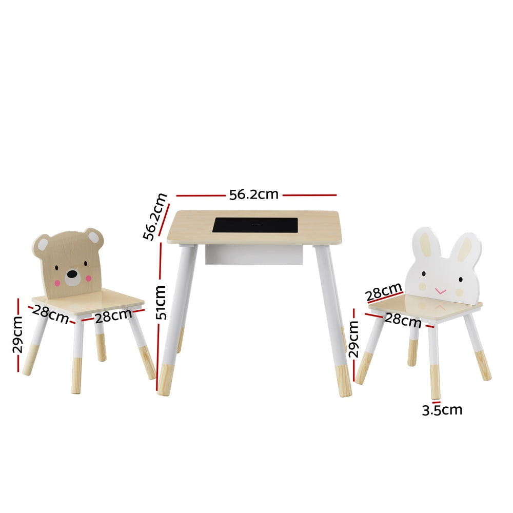 3PCS Kids Table and Chairs Set Activity Desk Chalkboard Toy Hidden Storage Furniture Fast shipping On sale