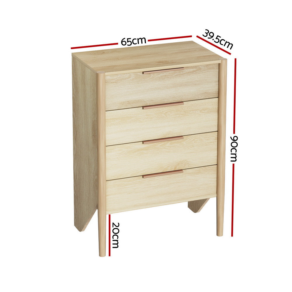 4 Chest of Drawers - INEZ Oak Of Fast shipping On sale