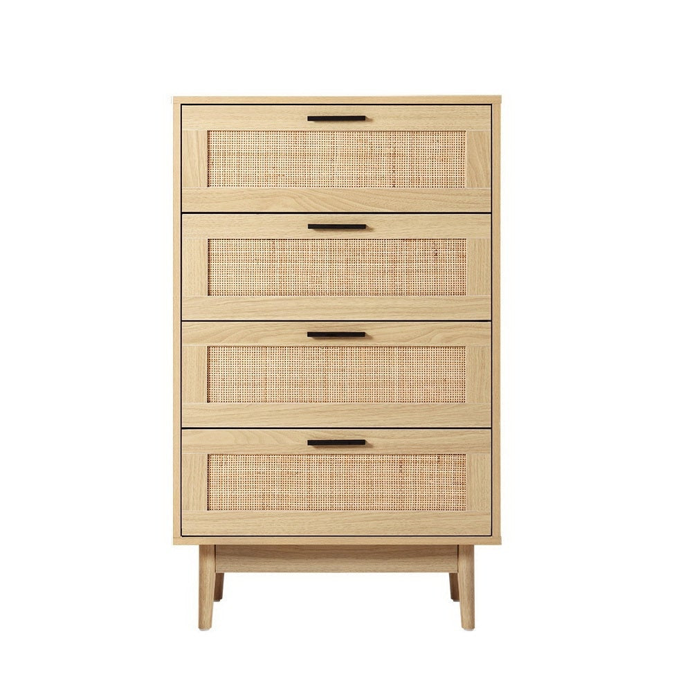 4 Chest of Drawers Rattan Tallboy Cabinet Bedroom Clothes Storage Wood Of Fast shipping On sale