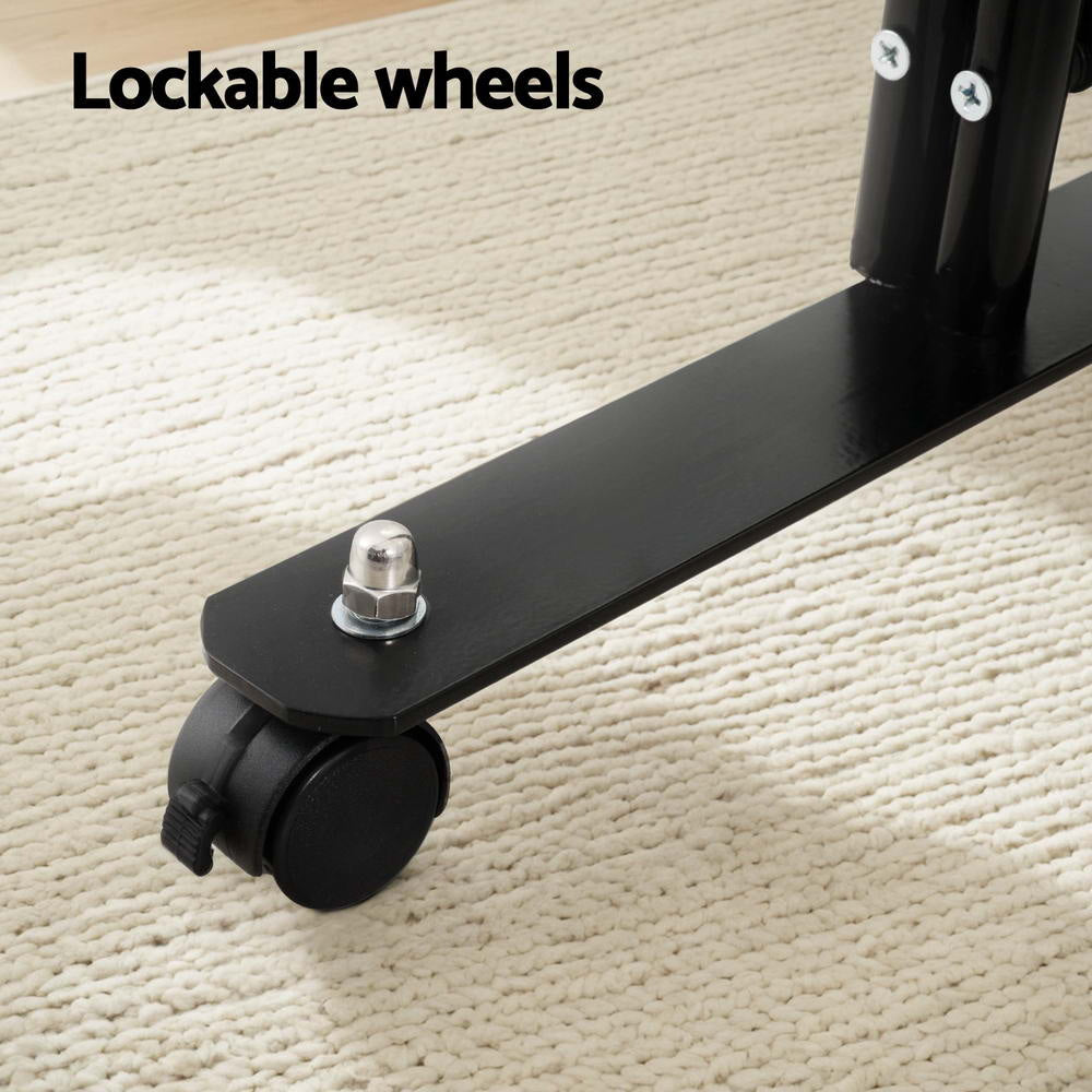 4 Panel Room Divider Screen 217cm Wheel Fabric Black Fast shipping On sale