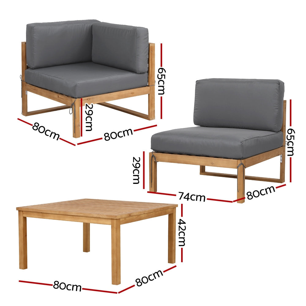 4-Piece Outdoor Sofa Set Wooden Couch Lounge Setting 5PCS Sets Fast shipping On sale