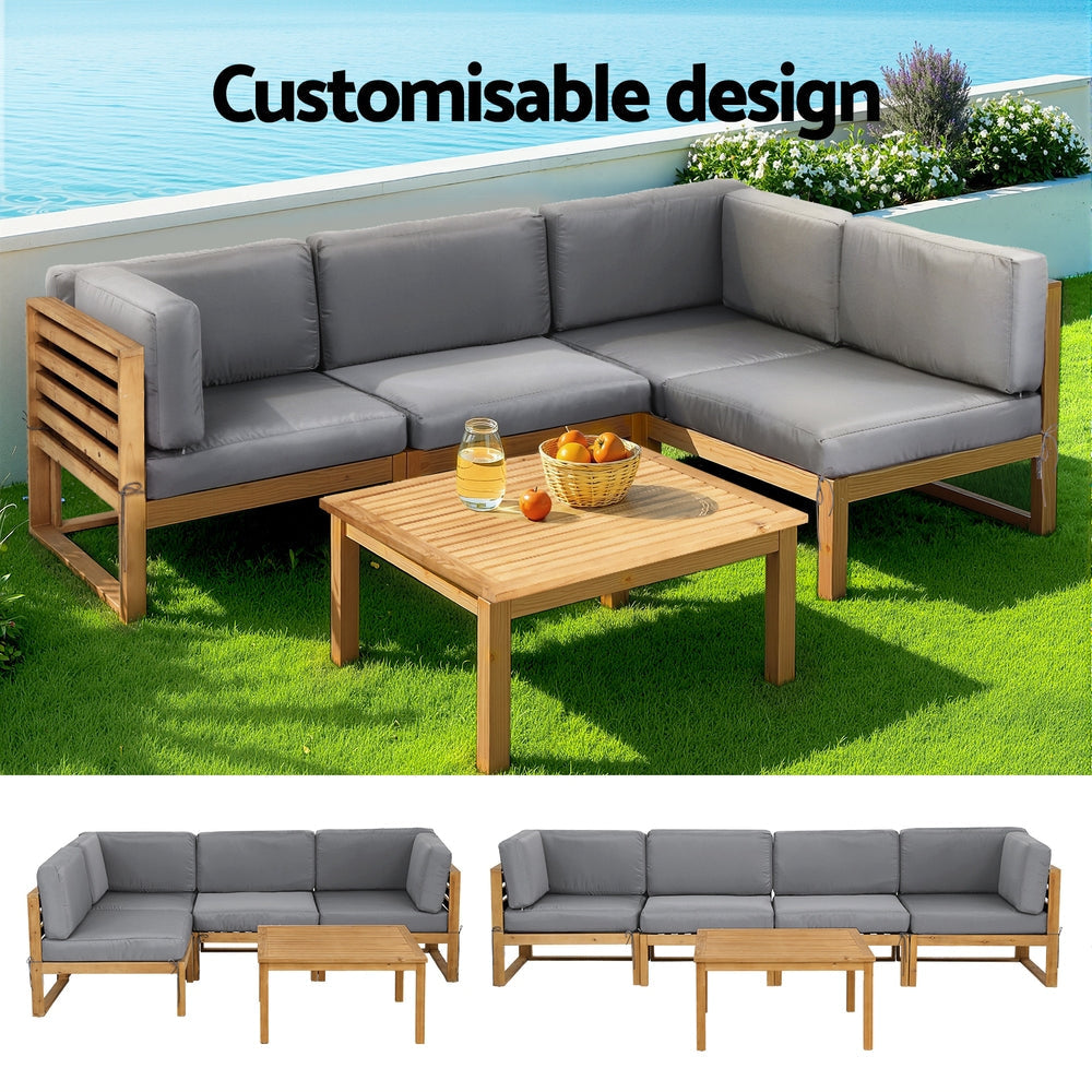 4-Piece Outdoor Sofa Set Wooden Couch Lounge Setting 5PCS Sets Fast shipping On sale