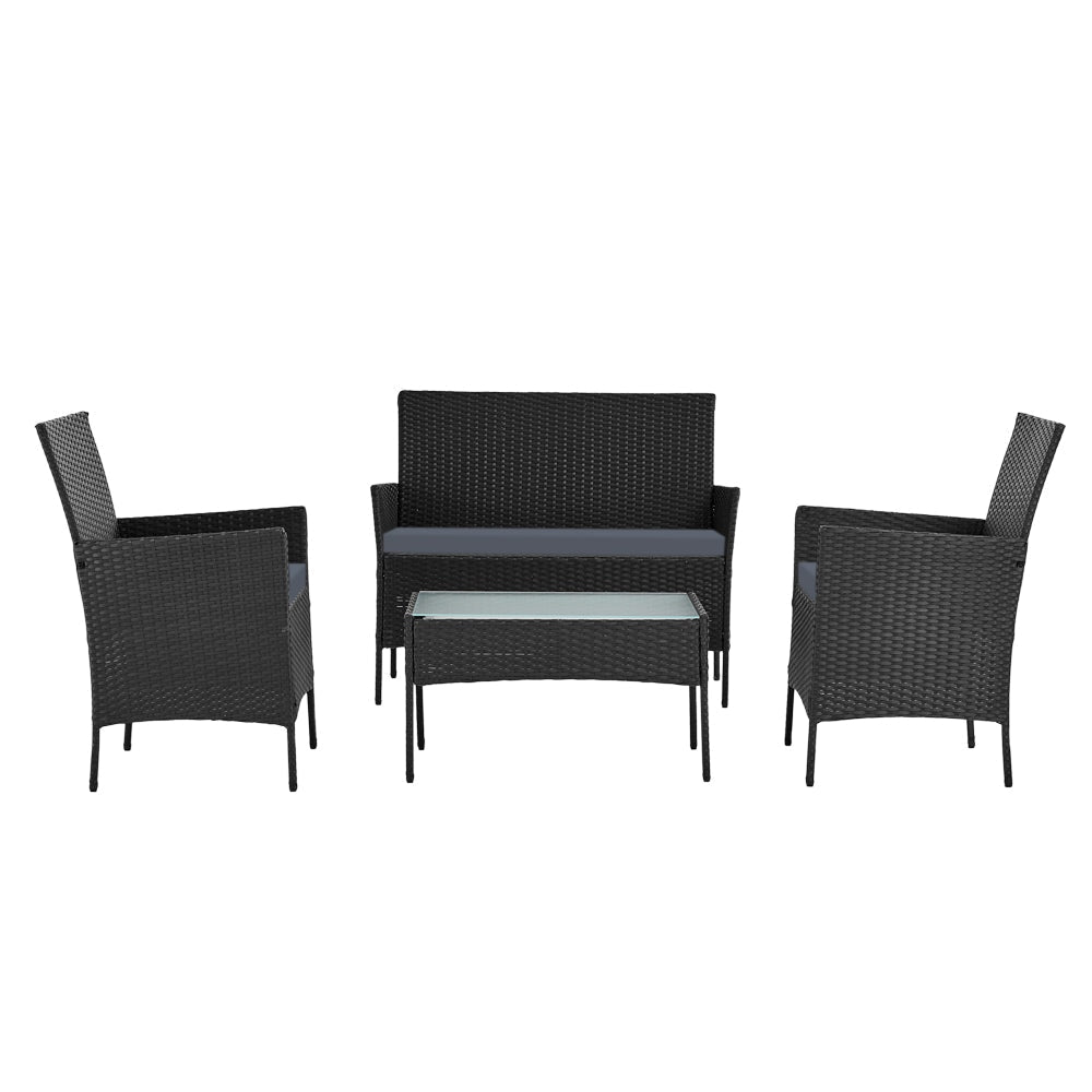 4 - piece Wicker Outdoor Set - Black Sets Fast shipping On sale