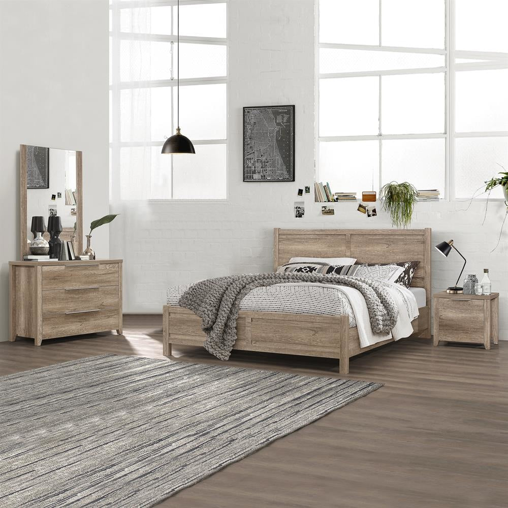 4 Pieces Bedroom Suite Natural Wood Like MDF Structure Double Size Oak Colour Bed Bedside Table & Dresser Fast shipping On sale