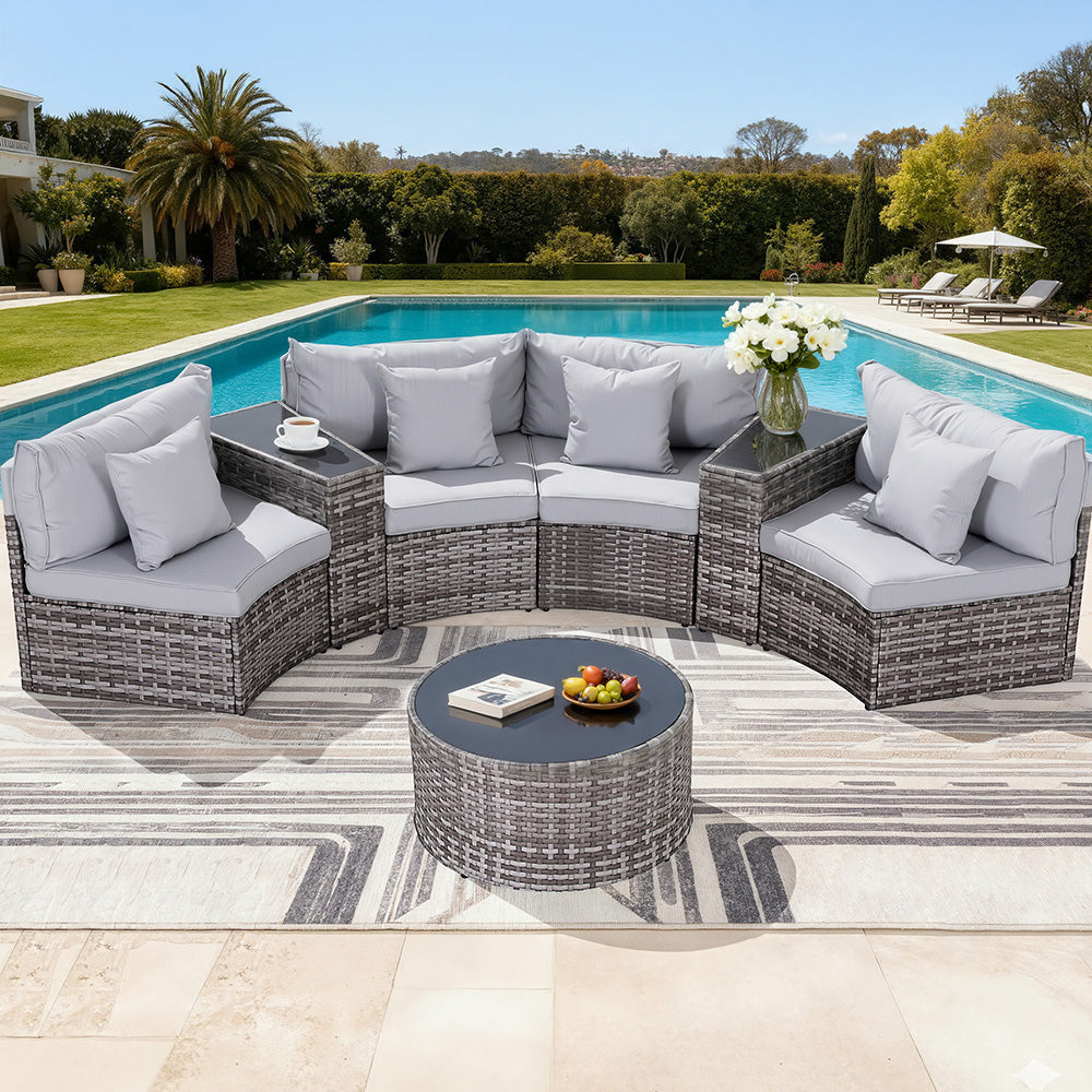 4 Seater Outdoor Sofa Set 7PCS Table Chair Garden Rattan Patio Furniture Sets Fast shipping On sale