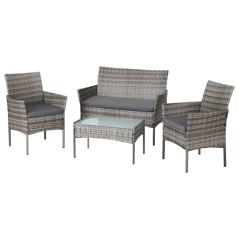 4 Seater Outdoor Sofa Set Wicker Setting Table Chair Furniture Grey Sets Fast shipping On sale