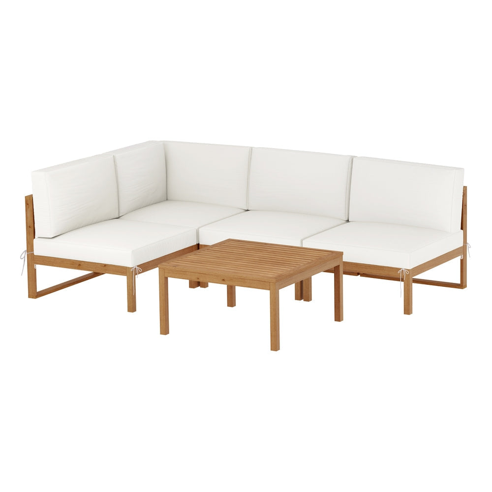 4-Seater Outdoor Sofa Set Wooden Lounge Setting 5PCS Sets Fast shipping On sale