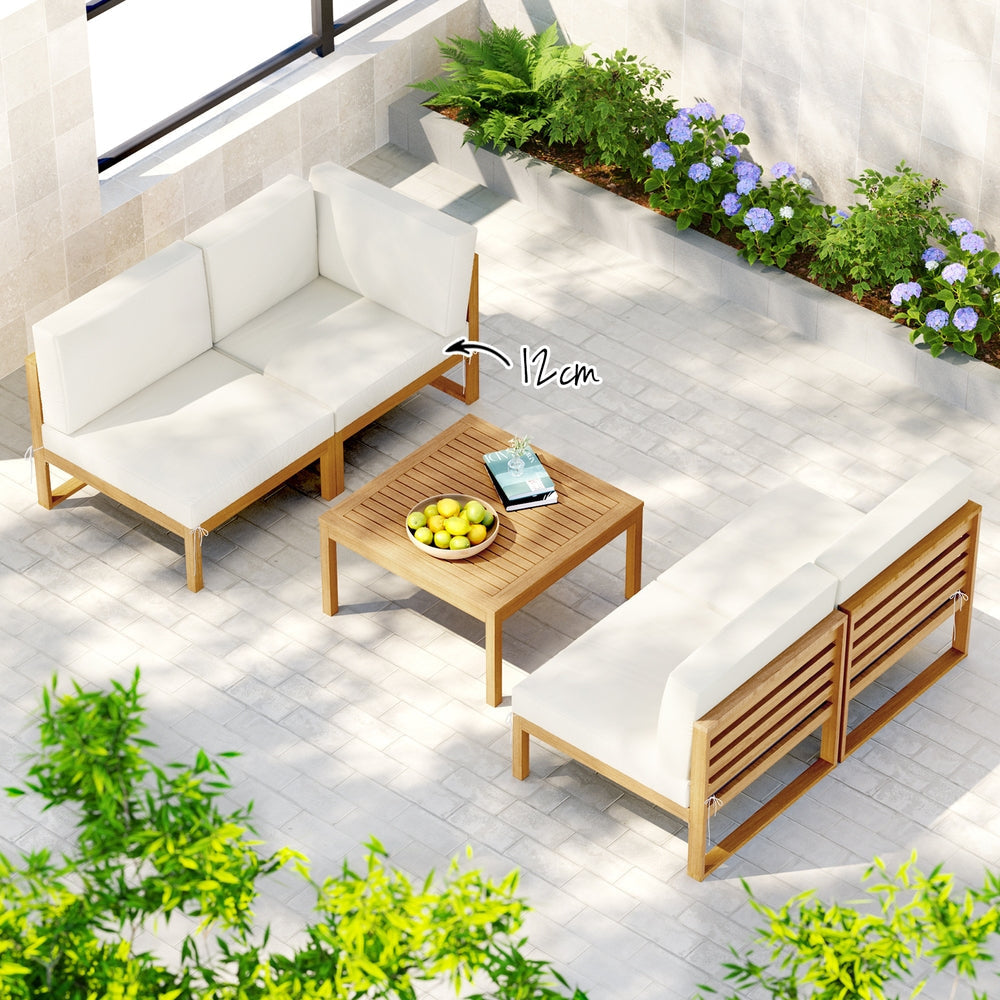 4-Seater Outdoor Sofa Set Wooden Lounge Setting 5PCS Sets Fast shipping On sale