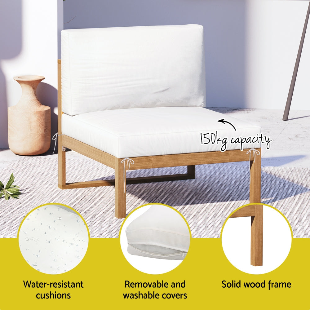 4-Seater Outdoor Sofa Set Wooden Lounge Setting 5PCS Sets Fast shipping On sale