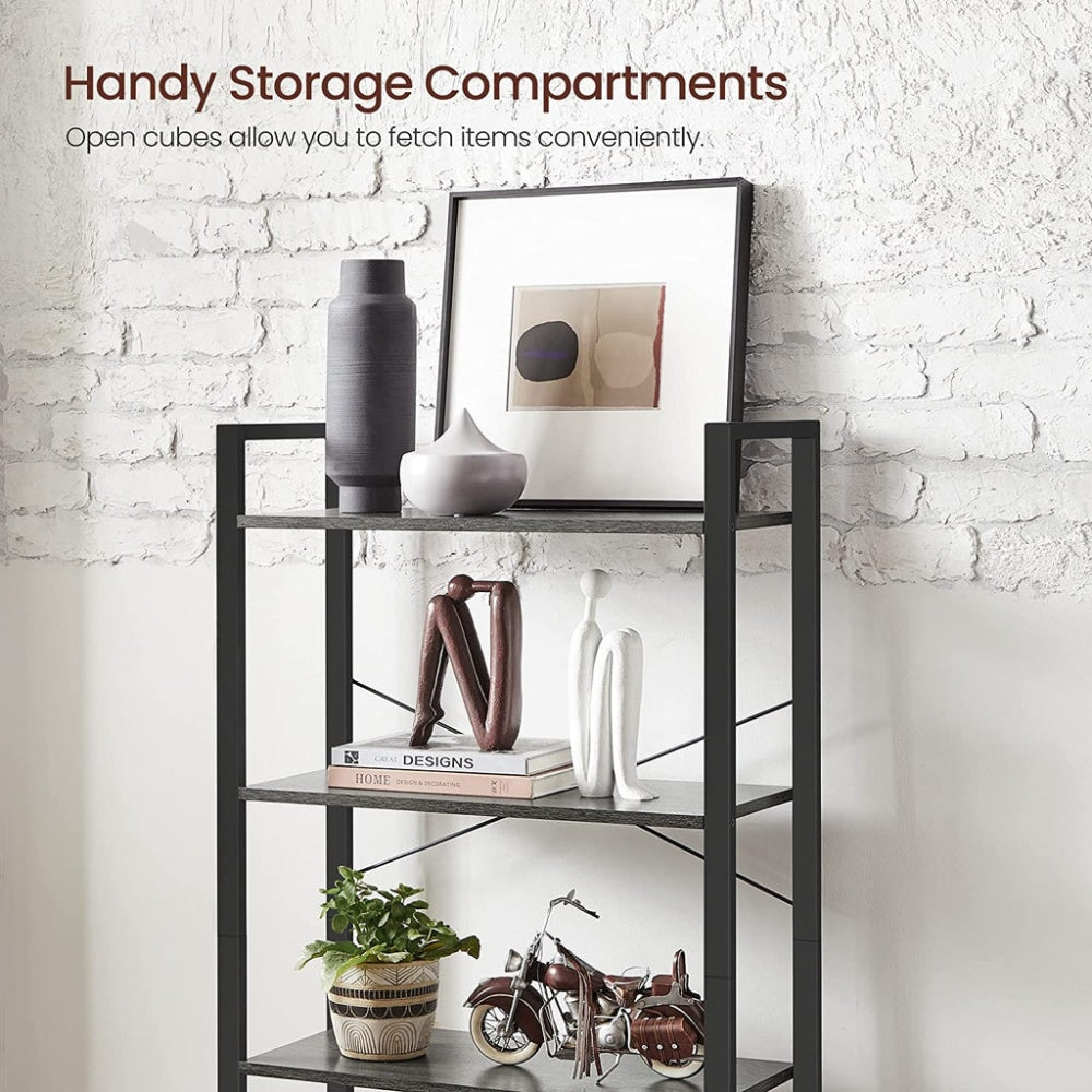 4 Tier Bookshelf Bookcase Shelf Charcoal Grey and Black Fast shipping On sale