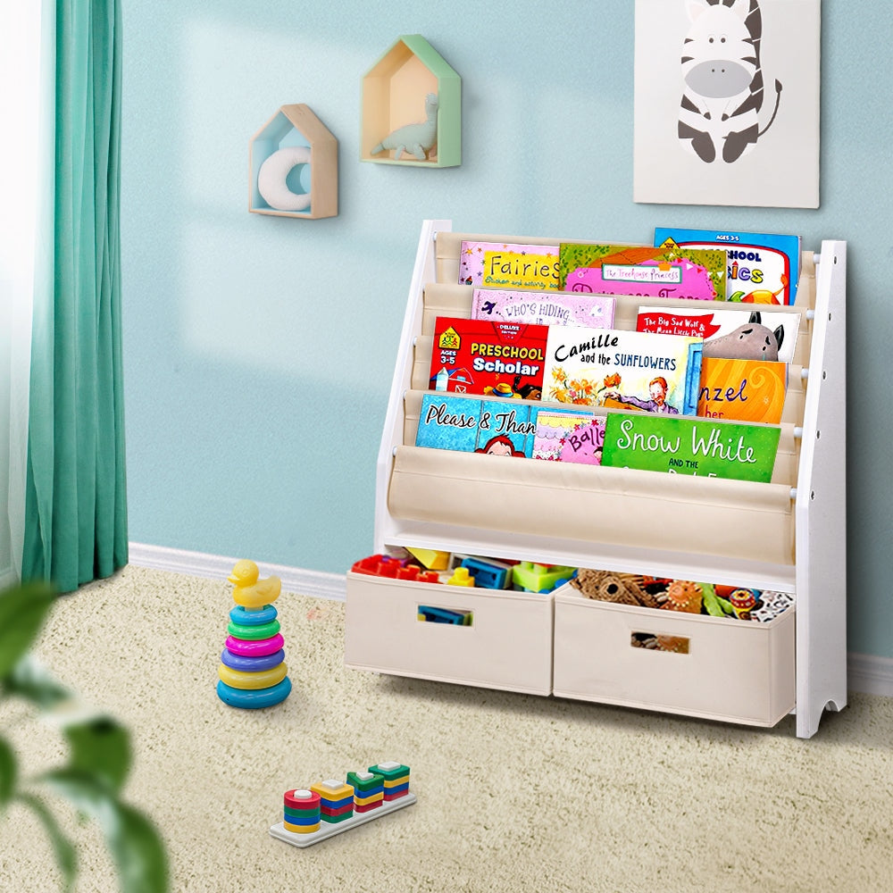 4 tier Kids Bookshelf Wooden Bookcase Children Toy Organiser Display Rack Fast shipping On sale