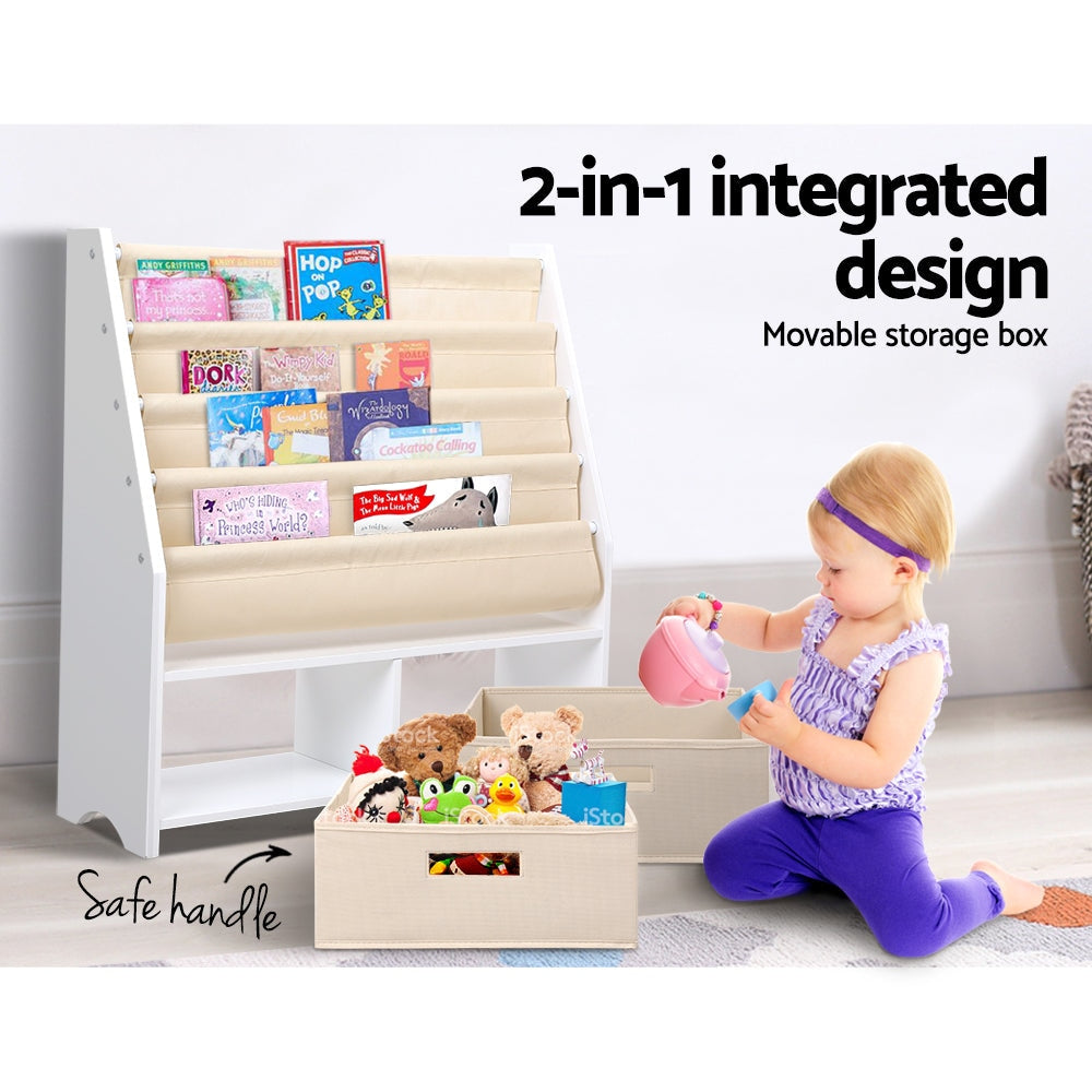 4 tier Kids Bookshelf Wooden Bookcase Children Toy Organiser Display Rack Fast shipping On sale