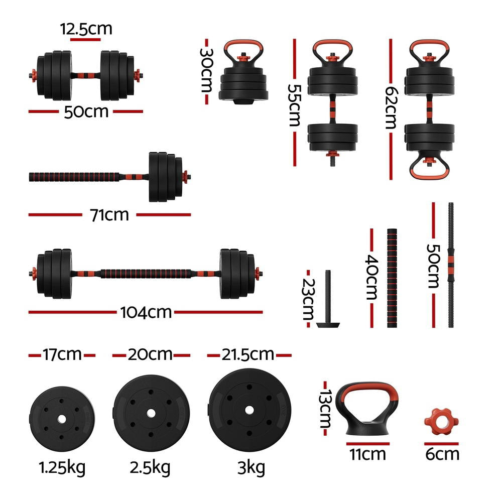 40kg Adjustable Dumbbells Set Kettle Bell Weight Plates Barbells Gym Sports & Fitness Fast shipping On sale