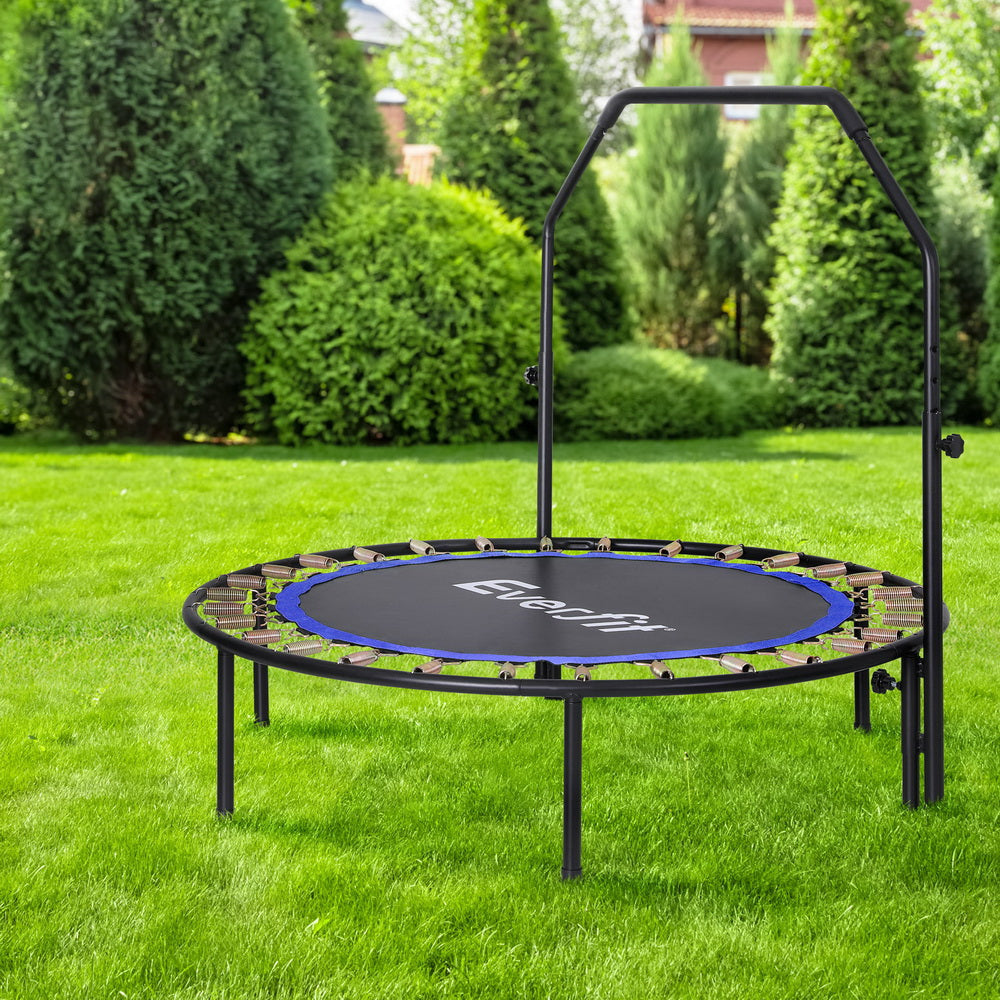 48inch Round Trampoline Kids Exercise Fitness Adjustable Handrail Blue Sports & Fast shipping On sale