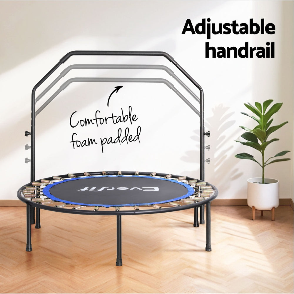 48inch Round Trampoline Kids Exercise Fitness Adjustable Handrail Blue Sports & Fast shipping On sale