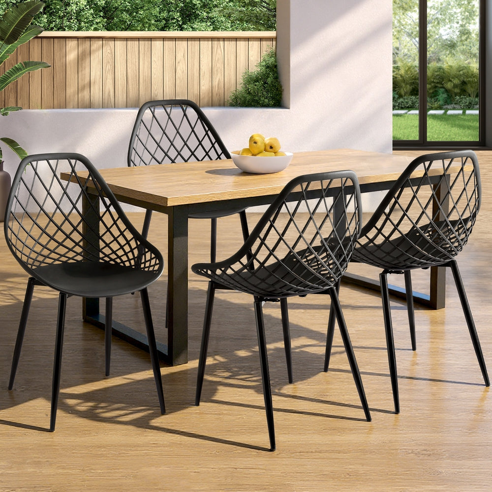 4PC Outdoor Dining Chairs PP Lounge Chair Patio Garden Furniture Black Sets Fast shipping On sale