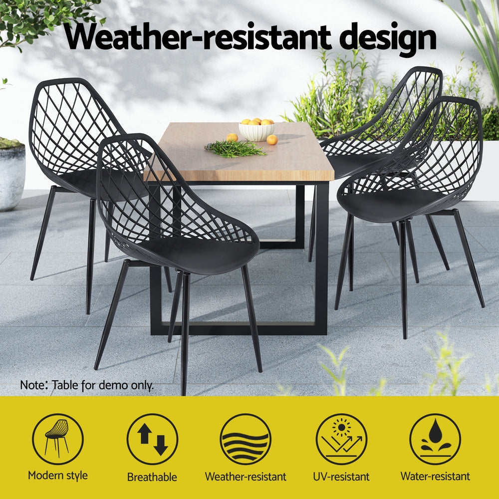 4PC Outdoor Dining Chairs PP Lounge Chair Patio Garden Furniture Black Sets Fast shipping On sale