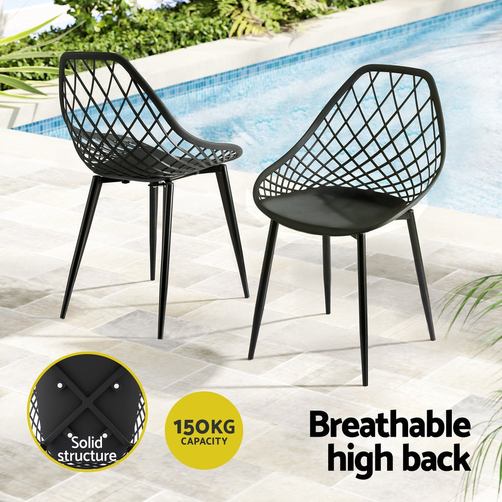 4PC Outdoor Dining Chairs PP Lounge Chair Patio Garden Furniture Black Sets Fast shipping On sale