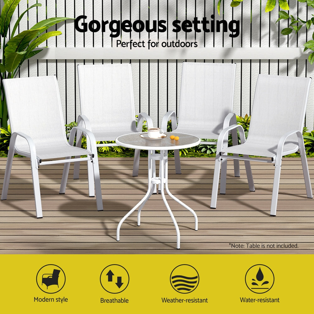 4PC Outdoor Dining Chairs Stackable Lounge Chair Patio Furniture White Sets Fast shipping On sale