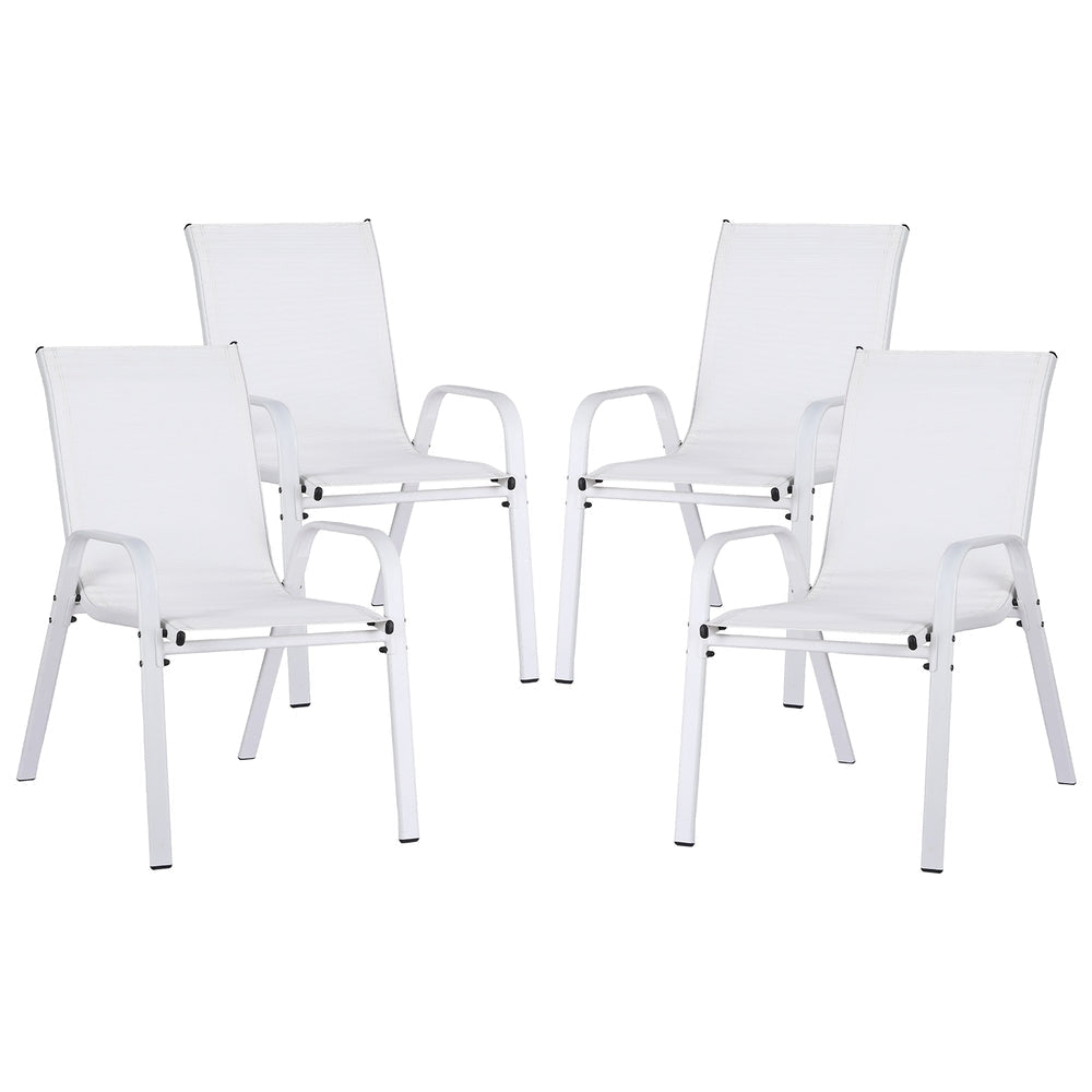 4PC Outdoor Dining Chairs Stackable Lounge Chair Patio Furniture White Sets Fast shipping On sale