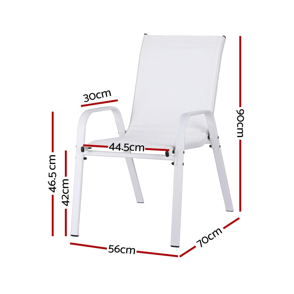 4PC Outdoor Dining Chairs Stackable Lounge Chair Patio Furniture White Sets Fast shipping On sale