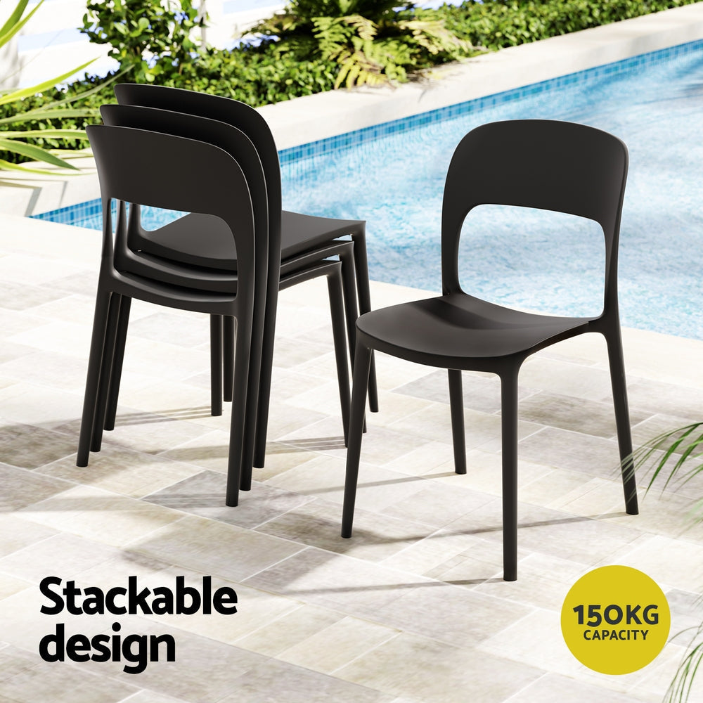Momentous Living - 4PC Outdoor Dining Chairs Stackable PP Patio Chair ...