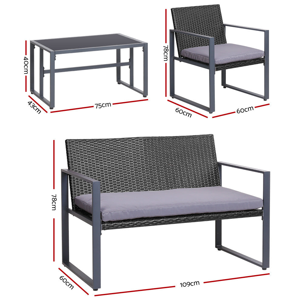 4PC Outdoor Furniture Patio Table Chair Black Sets Fast shipping On sale