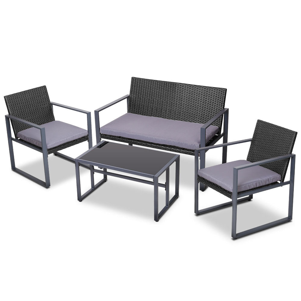 4PC Outdoor Furniture Patio Table Chair Black Sets Fast shipping On sale