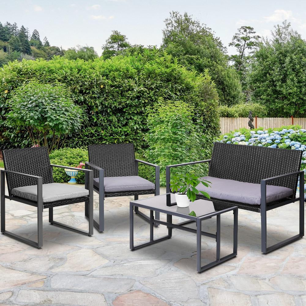 4PC Outdoor Furniture Patio Table Chair Black Sets Fast shipping On sale