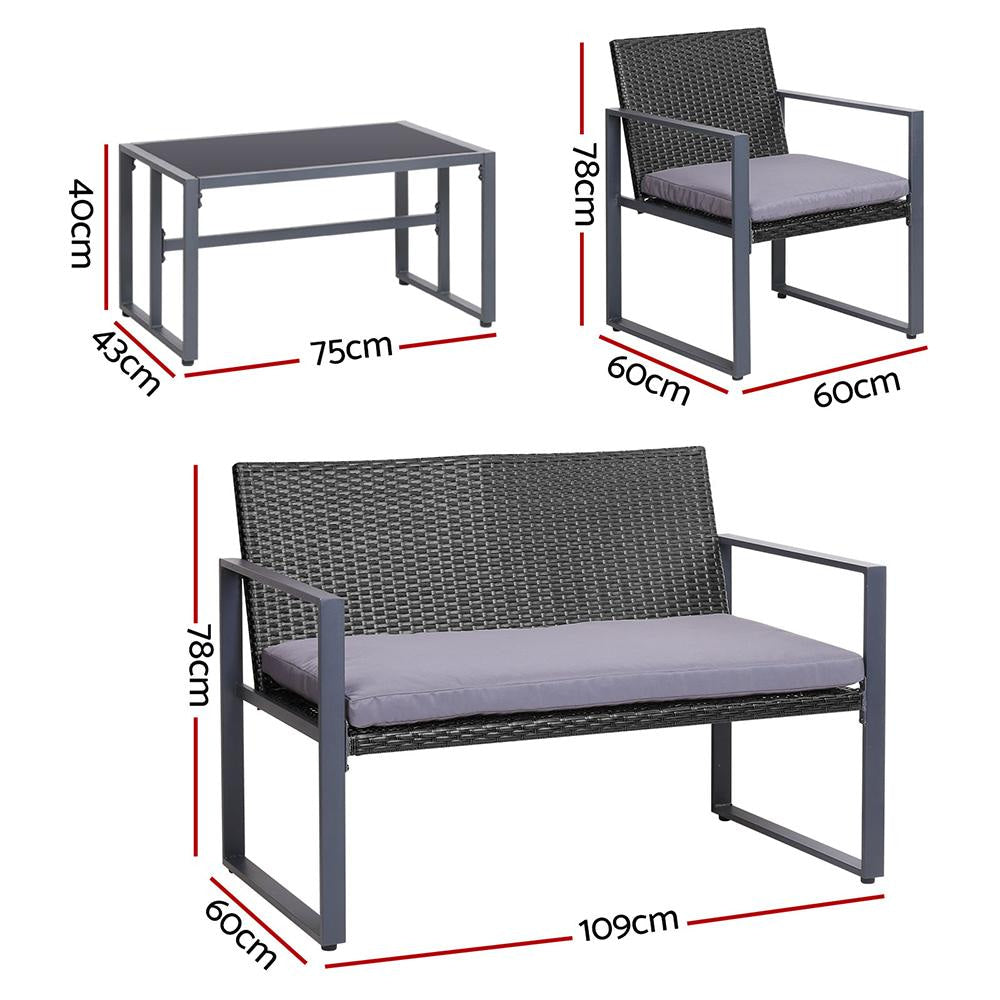 4PC Outdoor Furniture Patio Table Chair Black Sets Fast shipping On sale