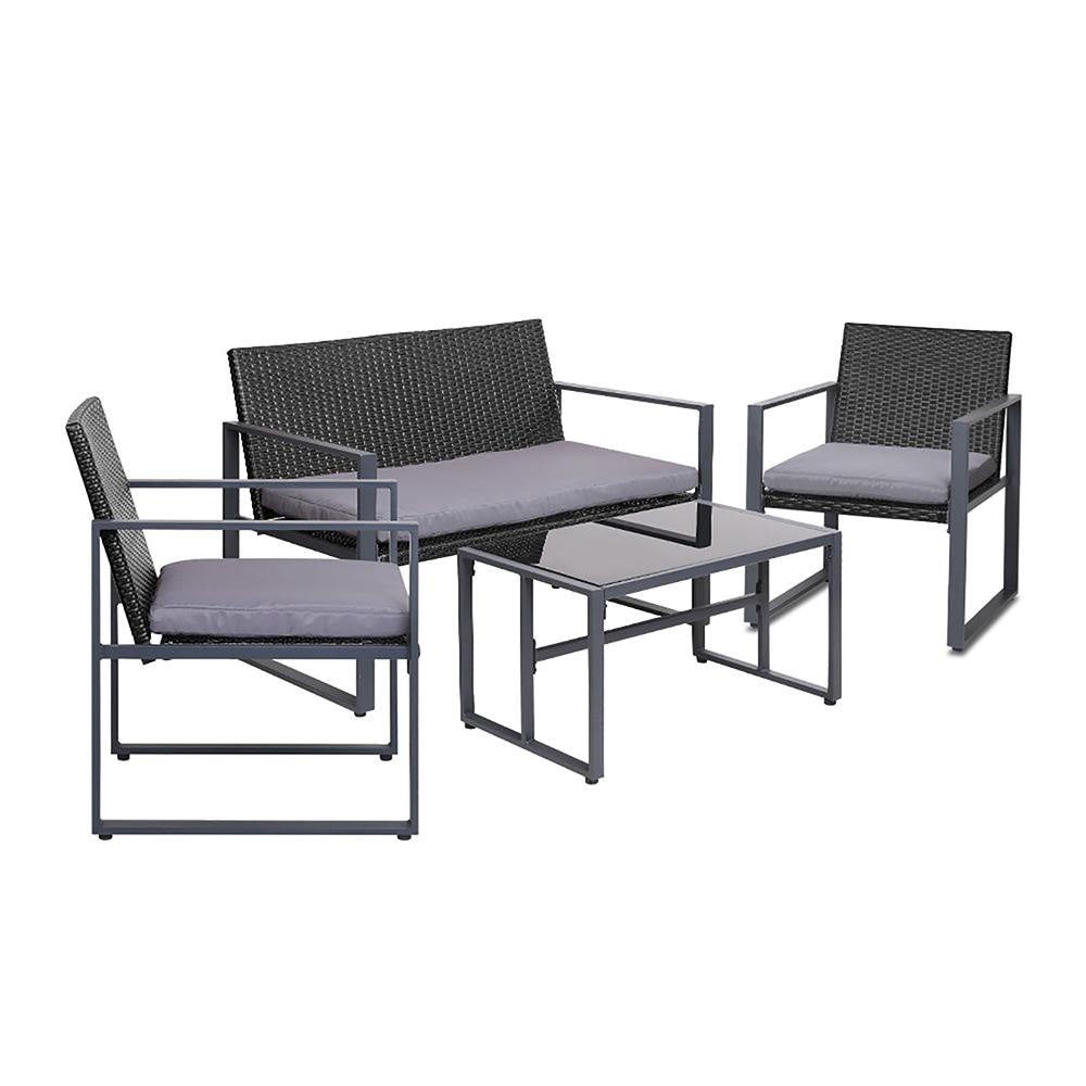 4PC Outdoor Furniture Patio Table Chair Black Sets Fast shipping On sale