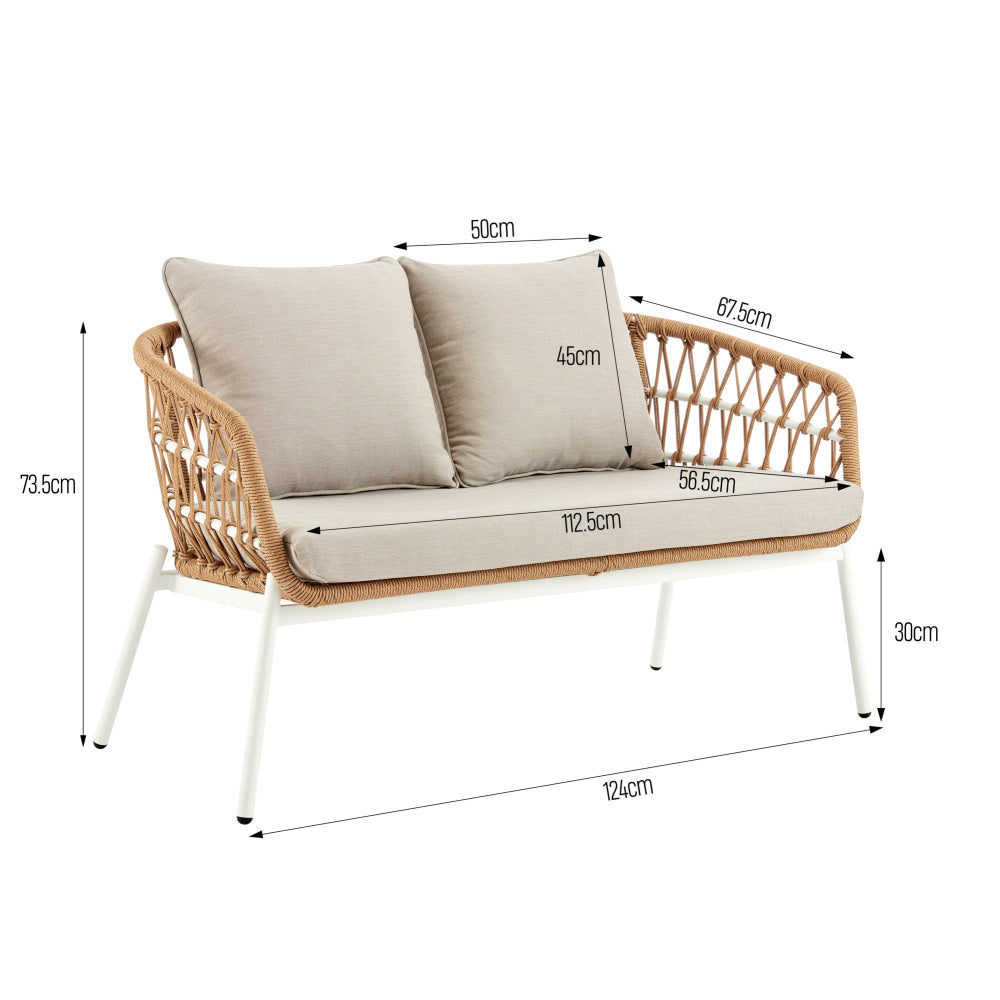 4PC Premium Rattan Outdoor Sofa Armchairs Table Set Natural/White Sets Fast shipping On sale