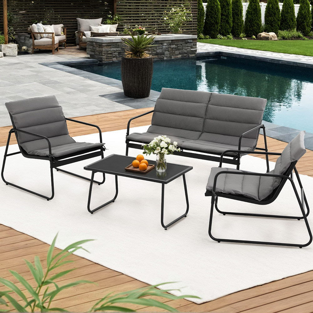 4PCS Outdoor Sofa Set Table and Chairs Cushion textilene Patio Furniture Sets Fast shipping On sale