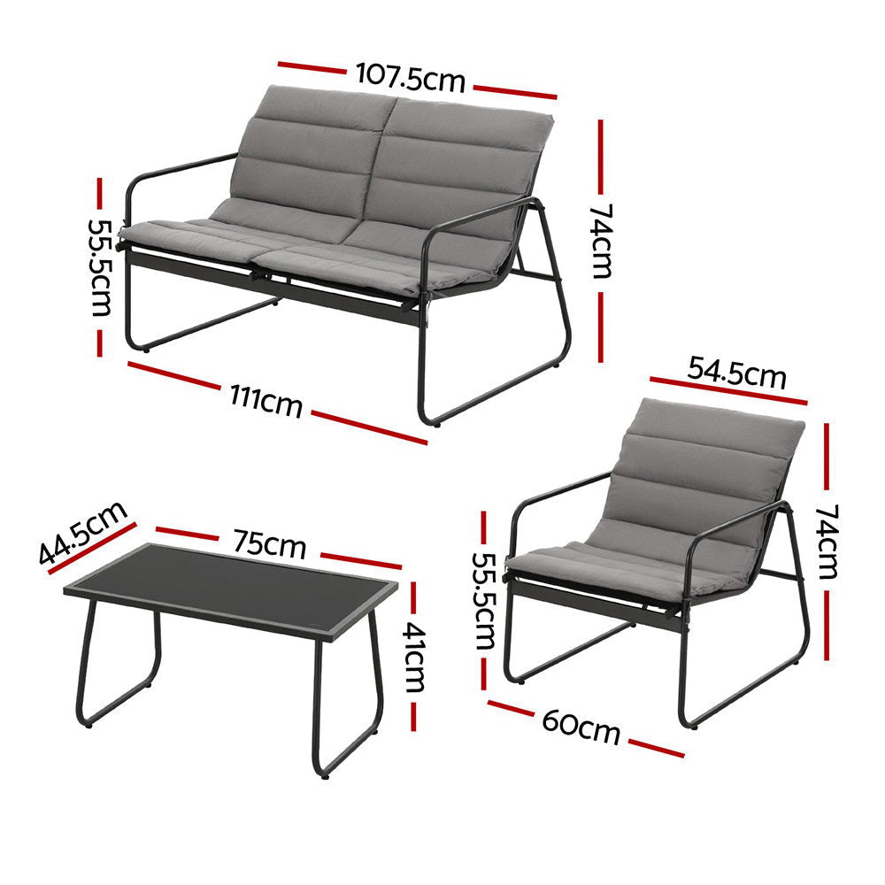 4PCS Outdoor Sofa Set Table and Chairs Cushion textilene Patio Furniture Sets Fast shipping On sale