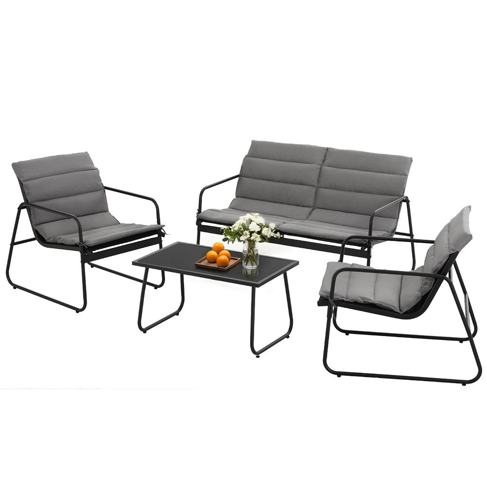 4PCS Outdoor Sofa Set Table and Chairs Cushion textilene Patio Furniture Sets Fast shipping On sale