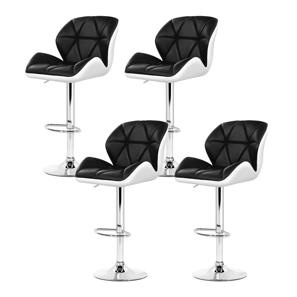 4x Bar Stools Gas Lift Padded Leather Black & White Stool Fast shipping On sale