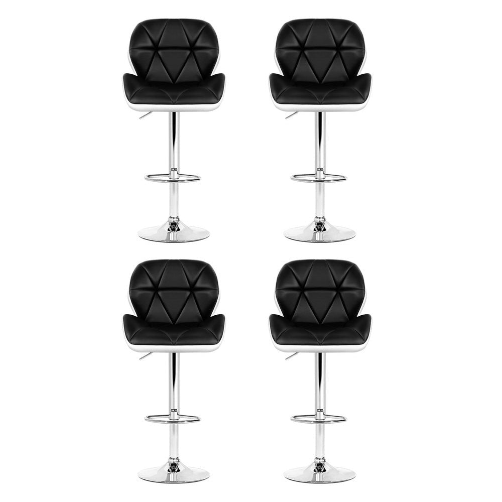 4x Bar Stools Gas Lift Padded Leather Black & White Stool Fast shipping On sale