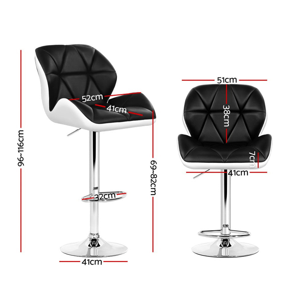 4x Bar Stools Gas Lift Padded Leather Black & White Stool Fast shipping On sale