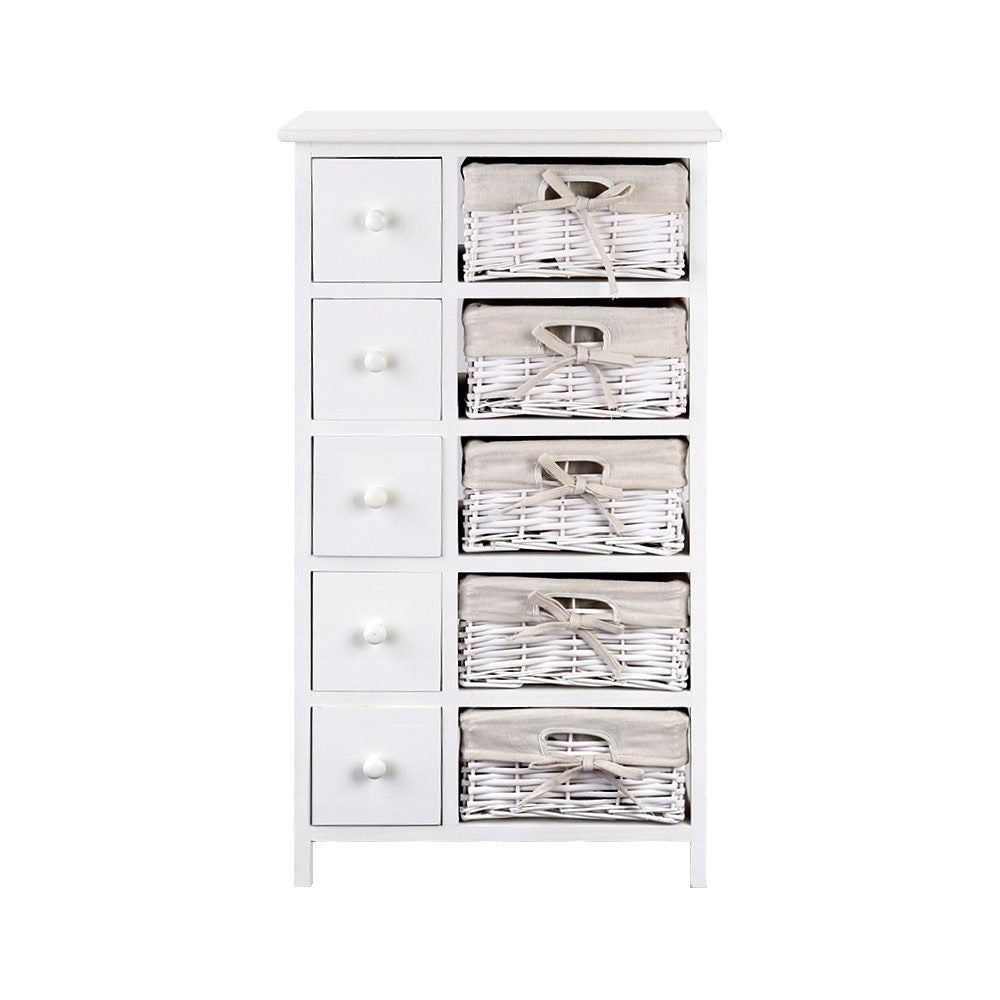 5 Basket Storage Drawers - White Bedside Table Fast shipping On sale