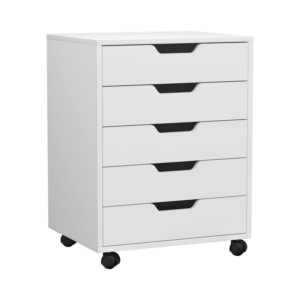 5-Drawer Filing Cabinet Mobile Rolling Storage Chest of Drawers Stand White Fast shipping On sale