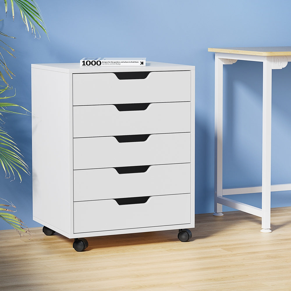 5-Drawer Filing Cabinet Mobile Rolling Storage Chest of Drawers Stand White Fast shipping On sale