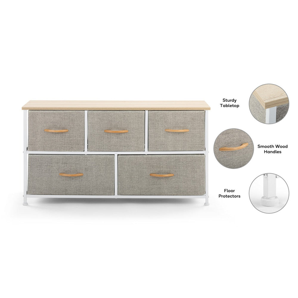 5 Drawer Storage Chest Beige Of Drawers Fast shipping On sale