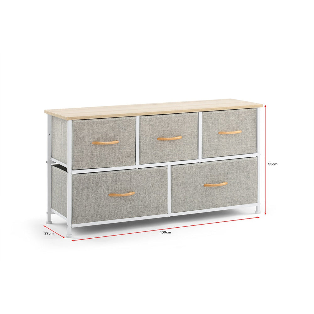 5 Drawer Storage Chest Beige Of Drawers Fast shipping On sale