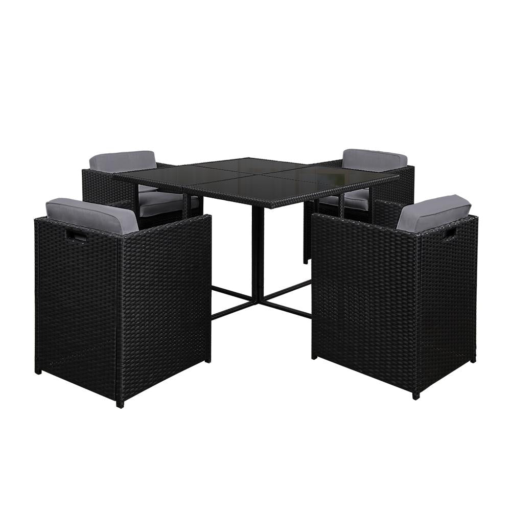 5 Piece Wicker Outdoor Dining Set - Black Sets Fast shipping On sale