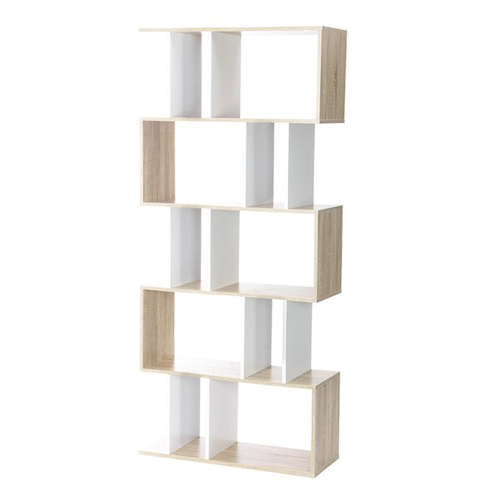 5 Tier Display Book Storage Shelf Unit - White Brown Bookcase Fast shipping On sale